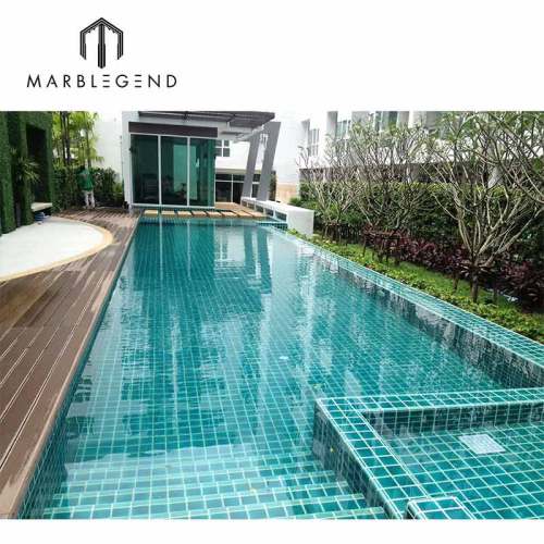 upscale green crackle glazed ceramic Mosaic tile for villa outdoor swimming pool