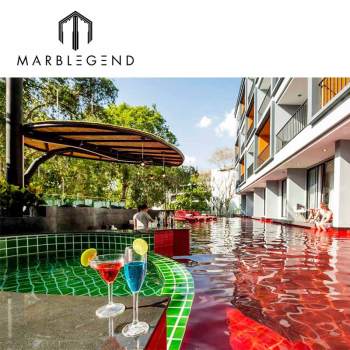 factory price unique red green glass mosaic tiles for Christmas swimming pool
