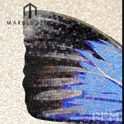 Beautiful blue butterfly art mosaic mural for floor wall bathroom kitchen