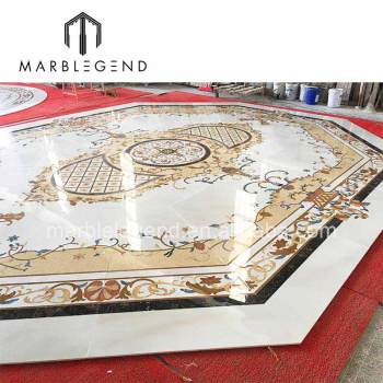 custom made beautiful special luxury beige waterjet marble medallion floor decoration for living room foyers