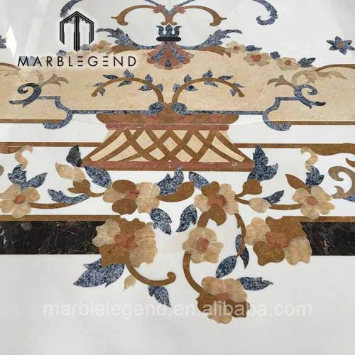 custom made beautiful special luxury beige waterjet marble medallion floor decoration for living room foyers