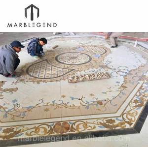 custom made beautiful special luxury beige waterjet marble medallion floor decoration for living room foyers
