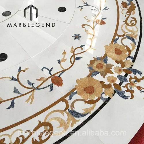Inlay natural marble stone waterjet medallion border floor decoration for lobby hallway