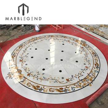 Inlay natural marble stone waterjet medallion border floor decoration for lobby hallway