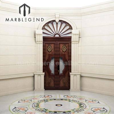 Custom unique design octagonal white marble waterjet tile for hallway foyer floor