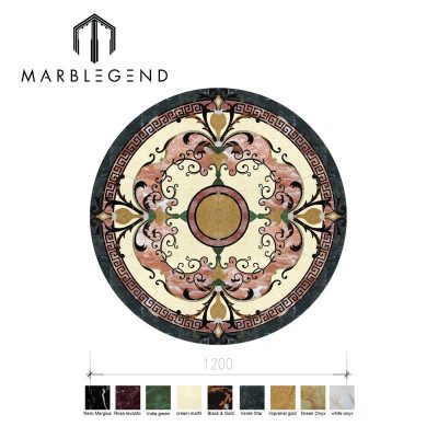 Factory custom design brown marble tile waterjet medallion for indoor floor