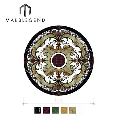 Marble mixed green onyx translucent waterjet medallion for luxury ballroom flooring