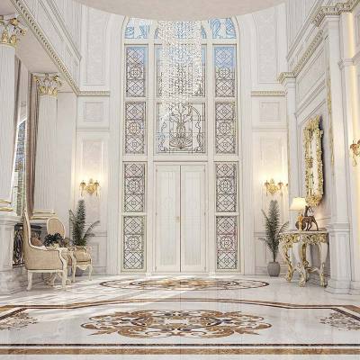 custom water jet marble medallion flooring for luxury villa
