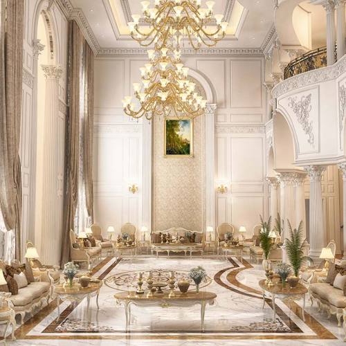 custom water jet marble medallion flooring for luxury villa