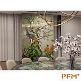 PFM定制孔雀大理石大理石奖章墙壁用于室内别墅