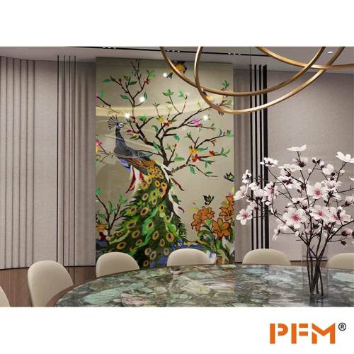 PFM custom peacock marble medallion wall for  interior villa