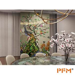 PFM custom peacock marble medallion wall for  interior villa