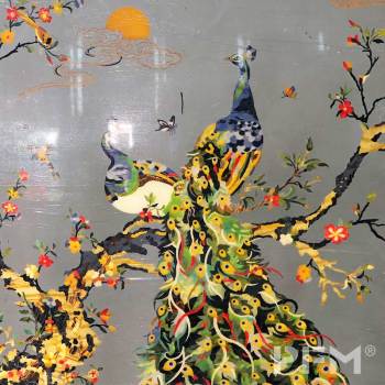 PFM custom peacock marble medallion wall for  interior villa
