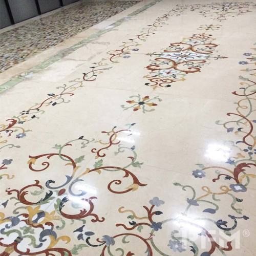 PFM design flower water jet marble medallion patern for background wall