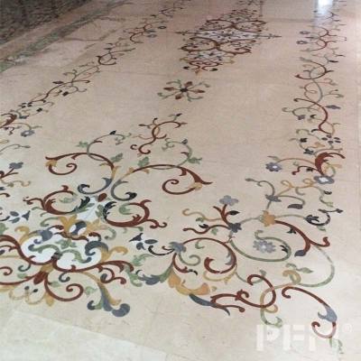 PFM design flower water jet marble medallion patern for background wall