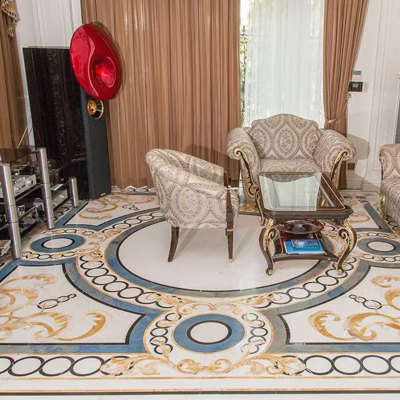 PFM custom hallway marble medallion flooring for villa