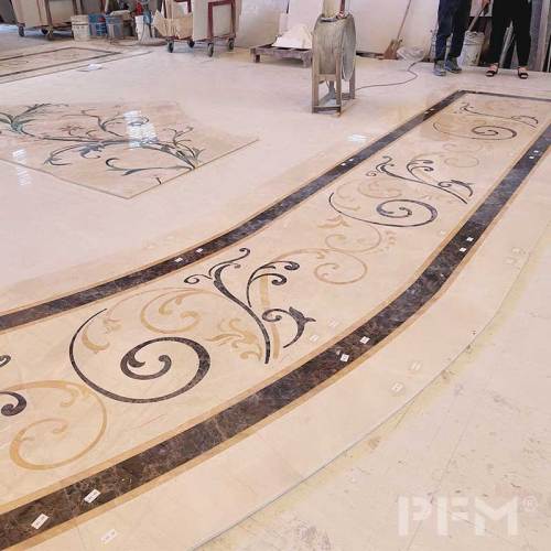 PFM custom waterjet marble medallion flooring pattern design marble inlay floor for villa