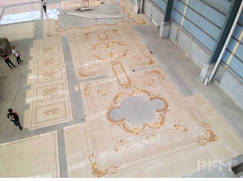 PFM custom water jet marble inlay patern for villa flooring