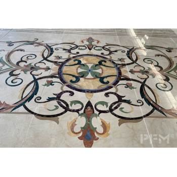 PFM custom water jet marble inlay patern for villa flooring
