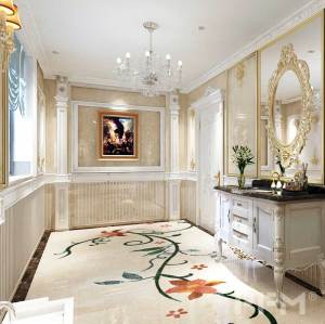 custom water jet marble medallion flooring patern for villa