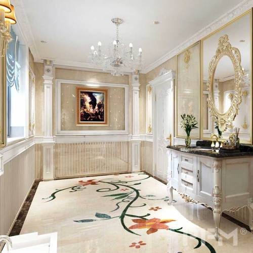custom water jet marble medallion flooring patern for villa