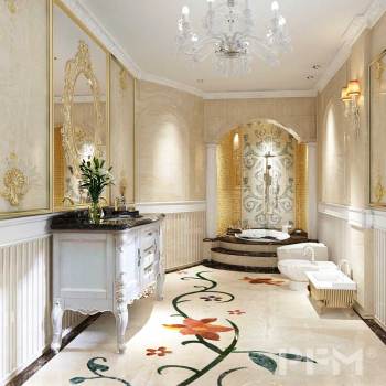 custom water jet marble medallion flooring patern for villa