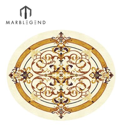 Flooring Design Luxury Pattern Waterjet Oval Medallion Marble Inlay