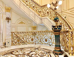 antique brass stair handrail