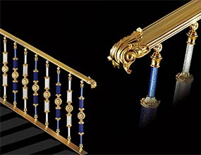 Blue with White Crystal Brass Balcony Railing