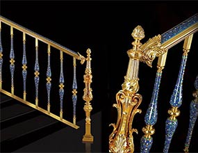 Blue Gemstone Brass Staircase Railing