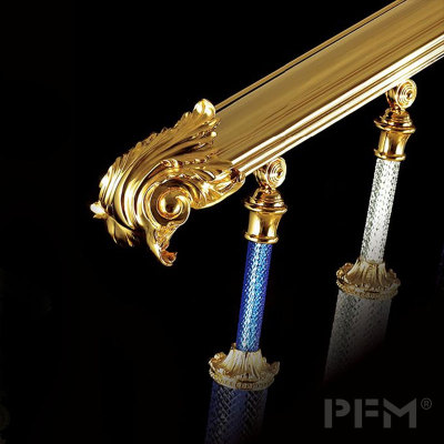 custom gold color brass handrail for luxury villa