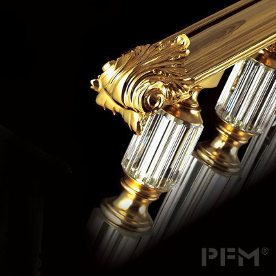 Royal style gold and crystal brass railing for staircase decoration