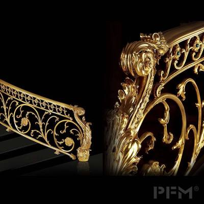 antique style gold color brass stair railing for villa