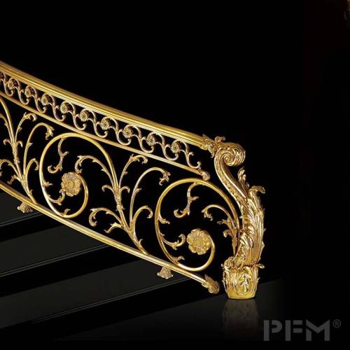 antique style gold color brass stair railing for villa