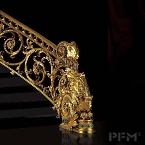 Custom indoor gold color brass stair railing for villa
