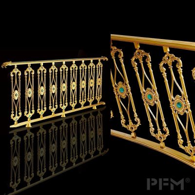 PFM provide decorative brass handrail with luxury stone for villa staircase