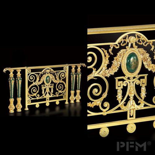 custom luxurious brass railing with luxury stone for villa decor