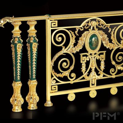 custom luxurious brass railing with luxury stone for villa decor