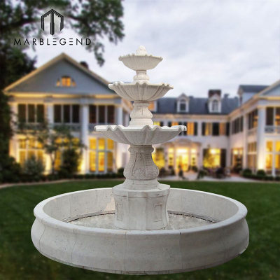 classic style hand carving white marble outdoor garden water fountain for villa