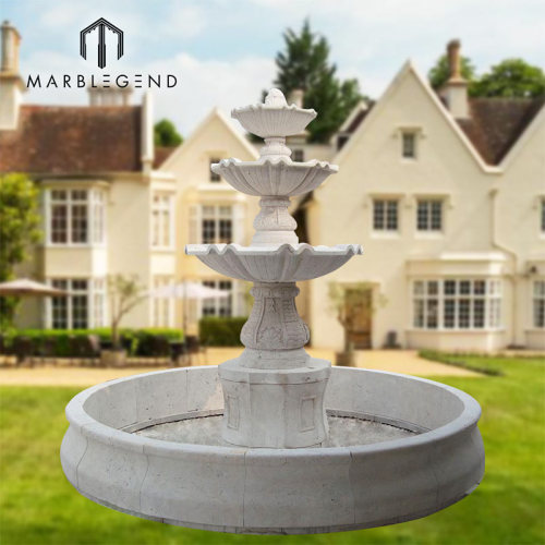 classic style hand carving white marble outdoor garden water fountain for villa
