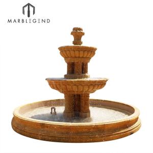 marble fountain manufaturer classic hand carving China limestone tiers outdoor water fountain for garden