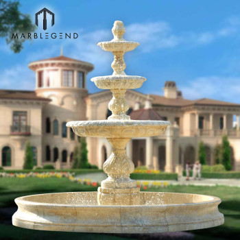 Factory price classic style hand carving four tier marble outdoor garden water fountain for villa