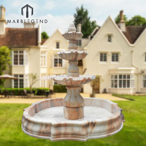wholesale price china sunset red marble tiers water fountain suppliers custom marble outdoor water fountain for garden