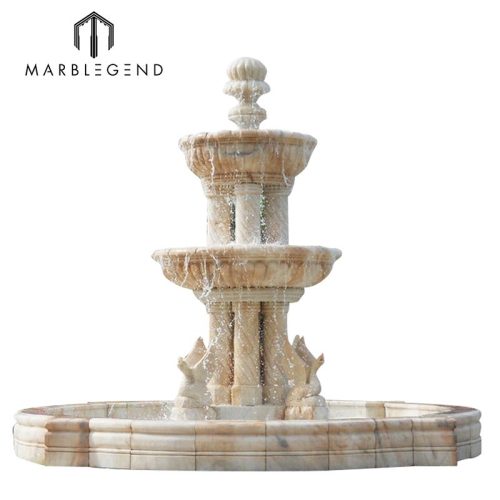 China manufacturer custom classic style sunset red marble garden water fountain for villa