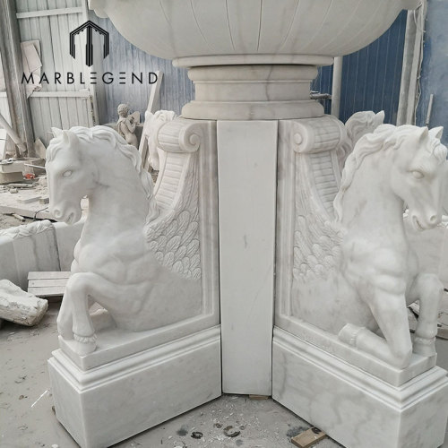 Custom Roma outdoor water marble fountain with horse factory price carving marble garden water fountain manufacturers