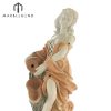 Hot sale garden pond fountain statue with spoon China Sunset Red Marble lady statue water fountain for home