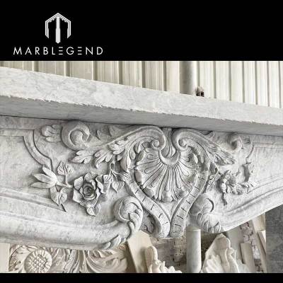 customize indoor large classic rococo marble fireplace surround