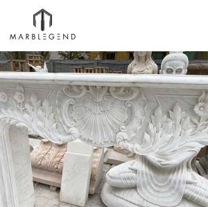 PFM hand carved indoorlarge classic Louis XV marble fireplace surround