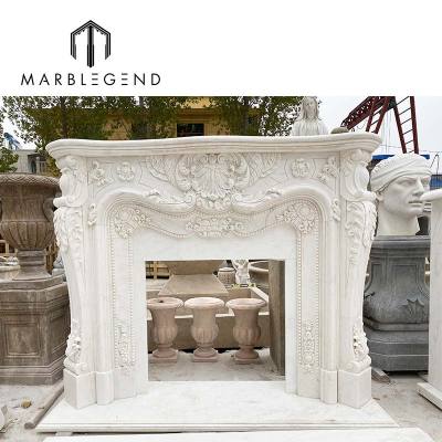 classic Louis XV China Fangshanbai marble fireplace surround for Interior decor