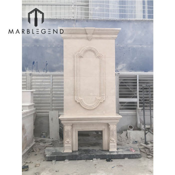 China factory double marble fireplace price antique beige marble fireplace mantel